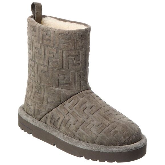 FENDI Shoes - Fendi Apres Chic Ff Suede Boot, Grey